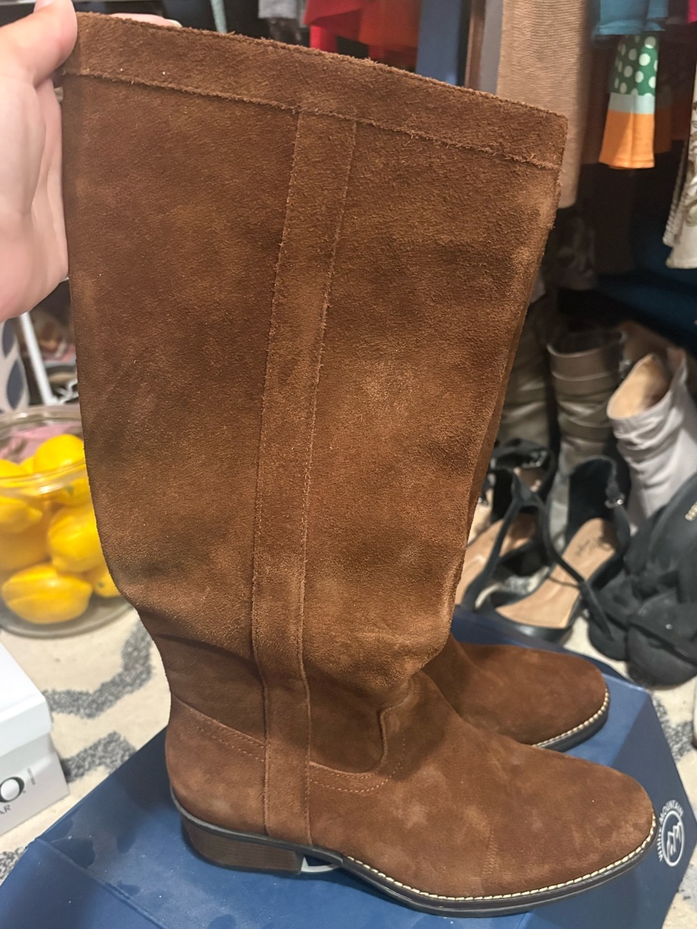 Brown Suede Knee-High Boots